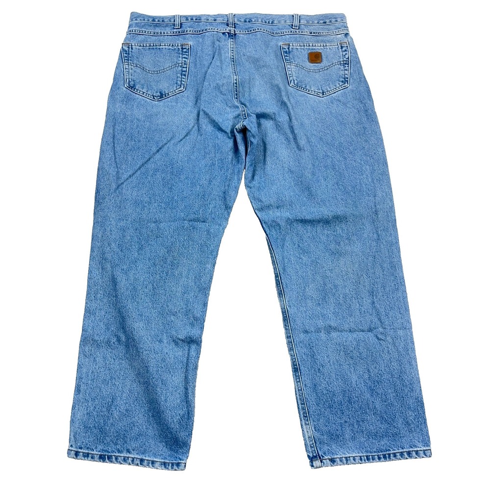 Carhartt Jeans Men 46x30 Traditional Fit Straight Leg Med Wash Work Wear B18 STW